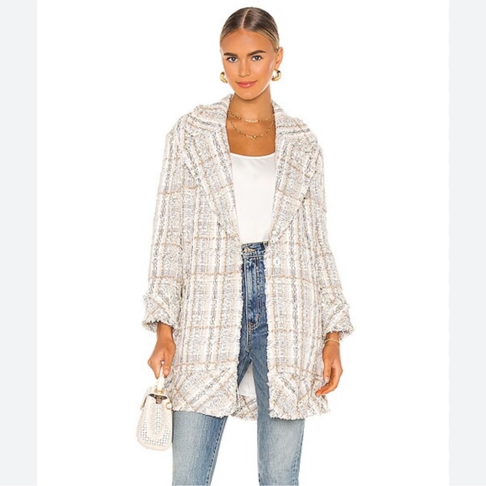 ALICE OLIVIA | Stefan Notch Collar Tweed Coat
